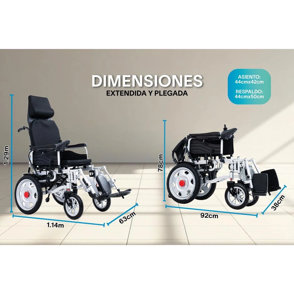 Silla de Ruedas Eléctrica 4 en 1 Reclinable con Elevapiernas vista 3