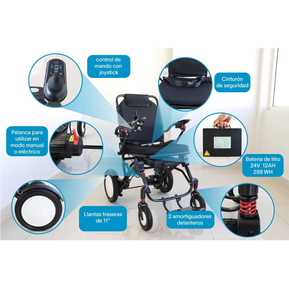 Silla de Ruedas Eléctrica Semi Fibra de Carbono 19 kg vista 2