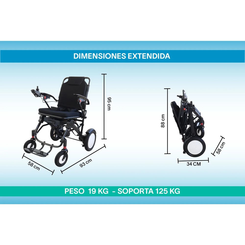 Silla de Ruedas Eléctrica Semi Fibra de Carbono 19 kg vista 3