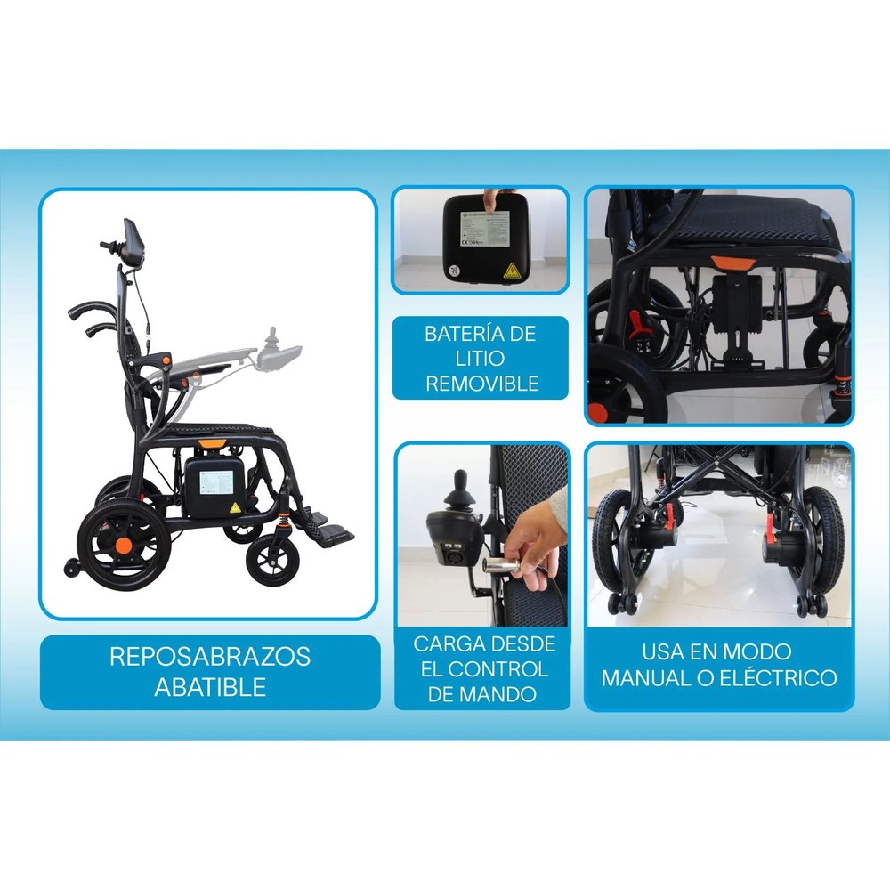 Silla de Ruedas Eléctrica Ultraligera de Fibra de Carbono vista 4