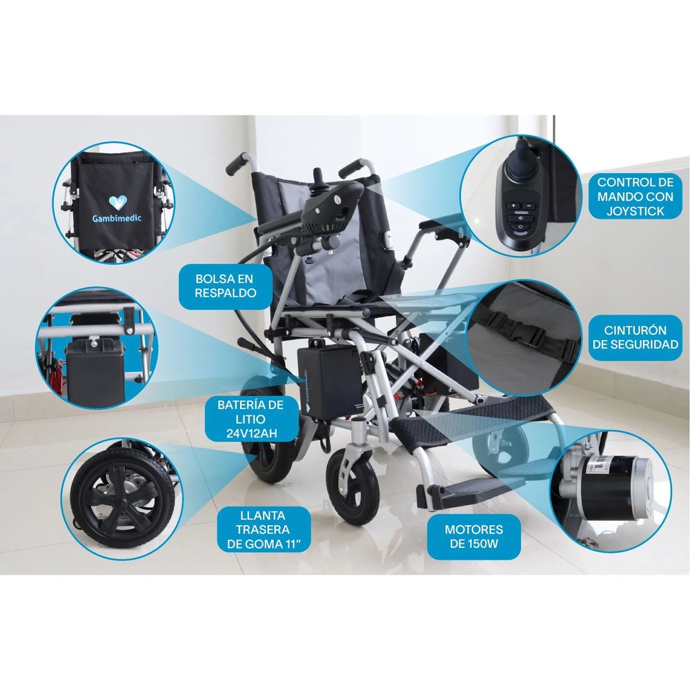 Silla de Ruedas Eléctrica de Acero 28 kg vista 2