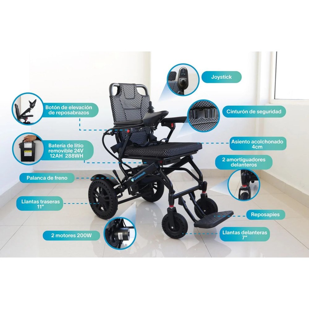 Silla de Ruedas Eléctrica de Aluminio tipo Carriola vista 5