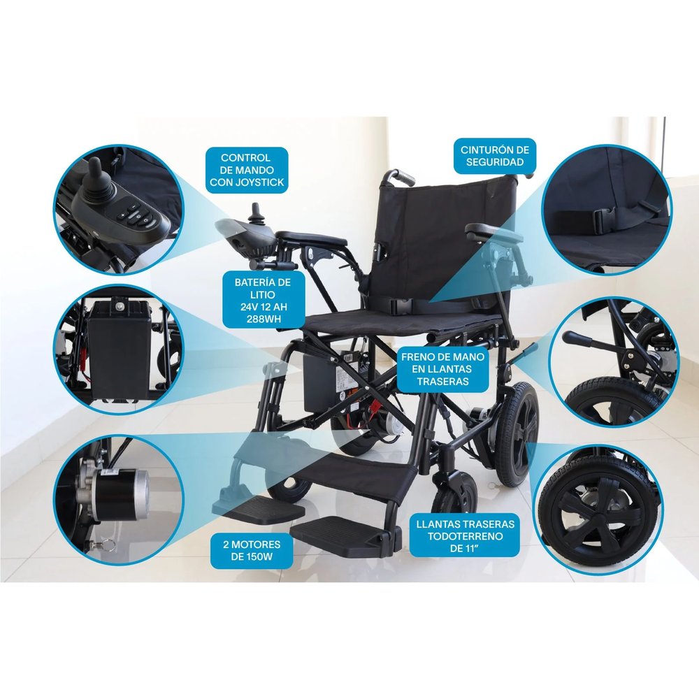 Silla de Ruedas Eléctrica de Acero 22 kg con Litio vista 2