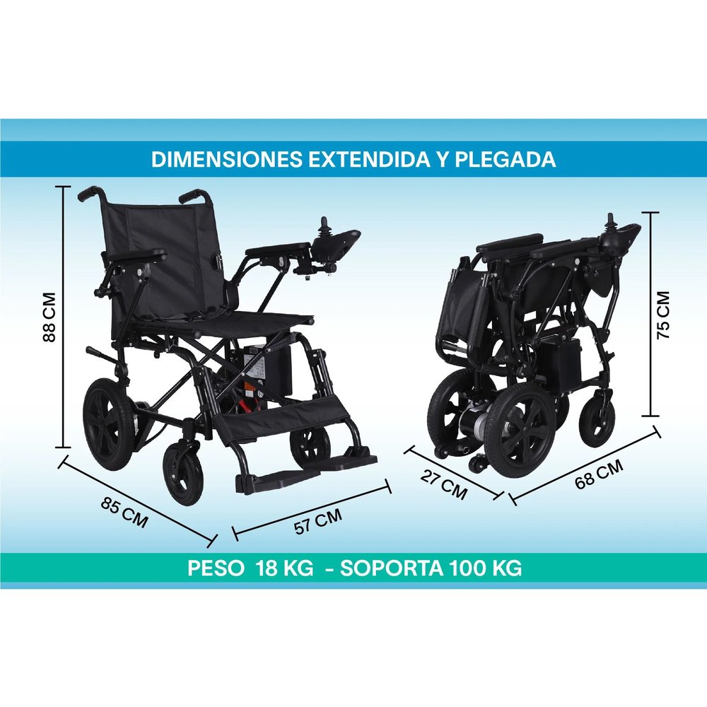 Silla de Ruedas Eléctrica de Acero 22 kg con Litio vista 3