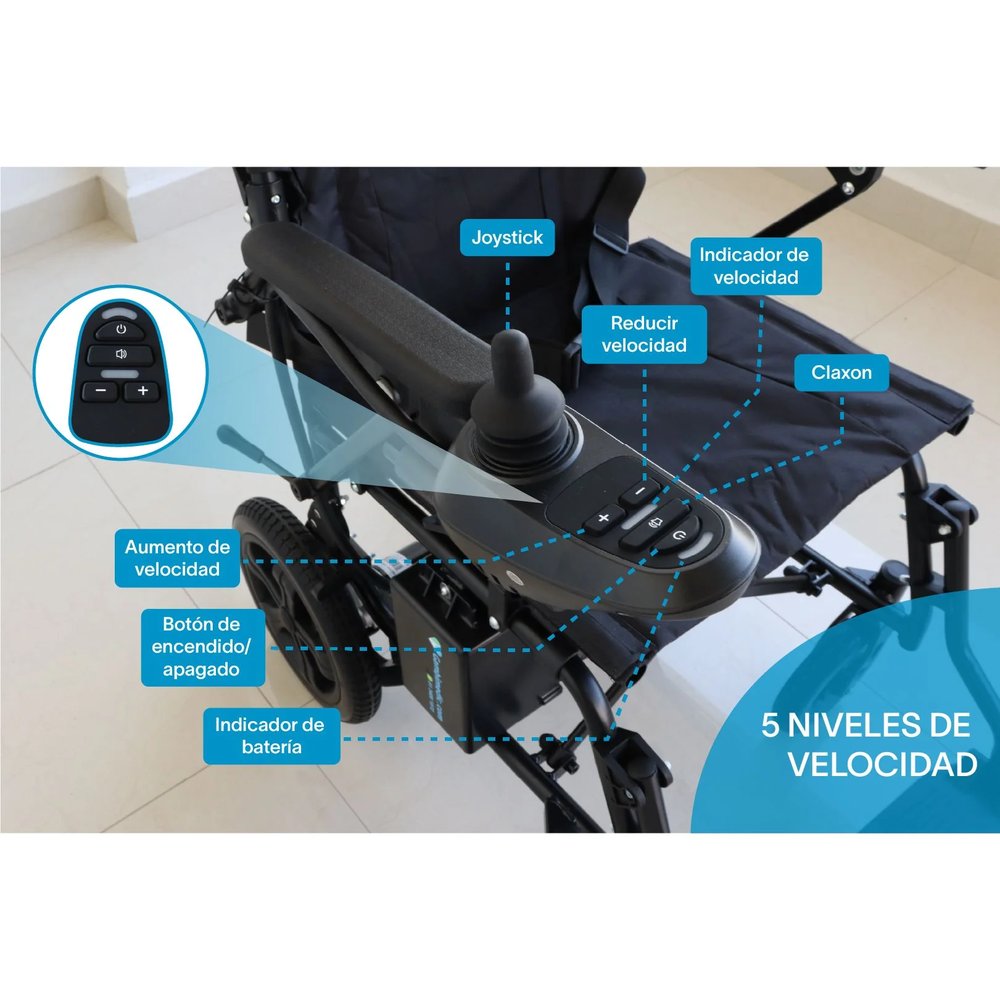 Silla de Ruedas Eléctrica de Acero 22 kg con Litio vista 4