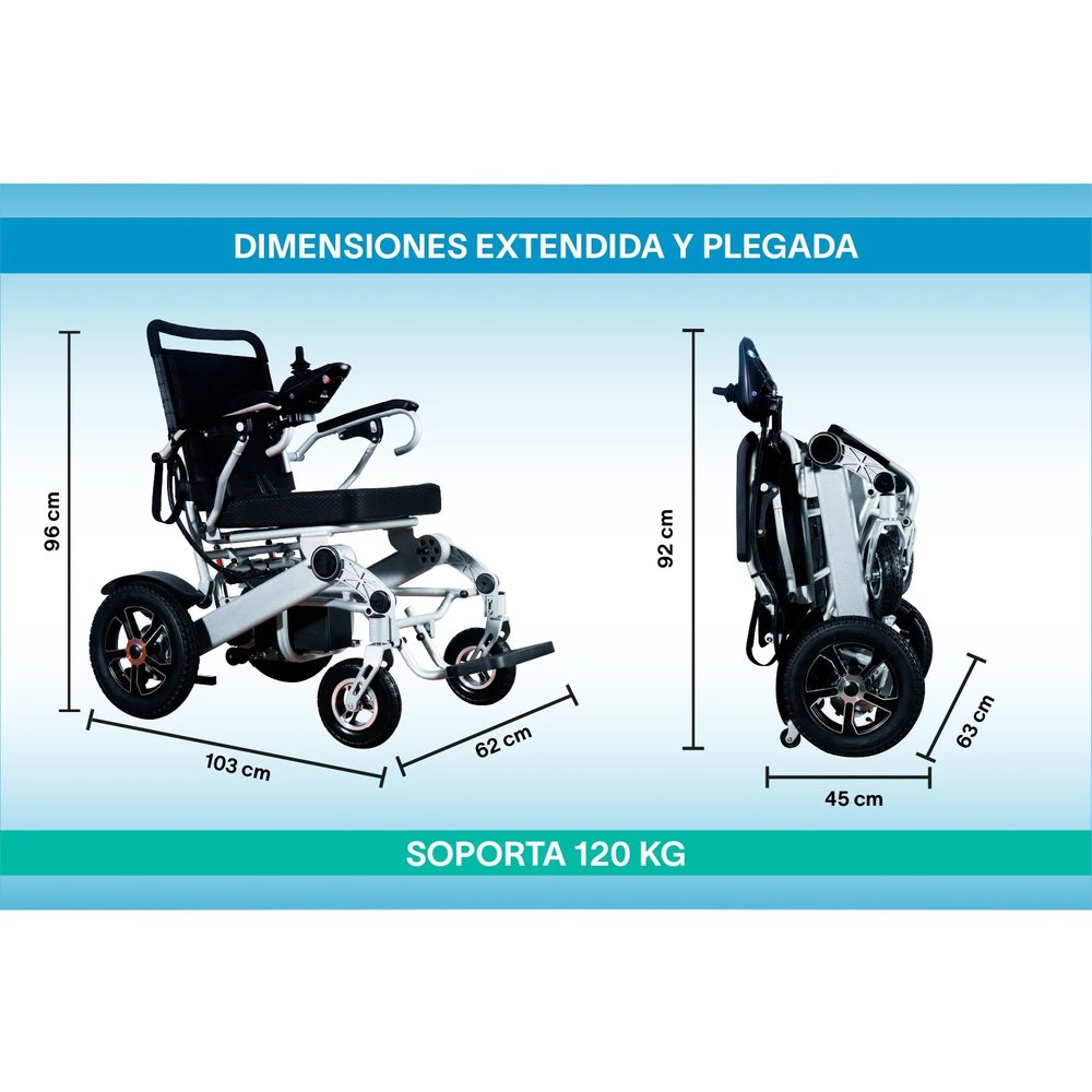 Silla de Ruedas Eléctrica Plegable de Aluminio 28 kg, 4 Amortiguadores vista 3