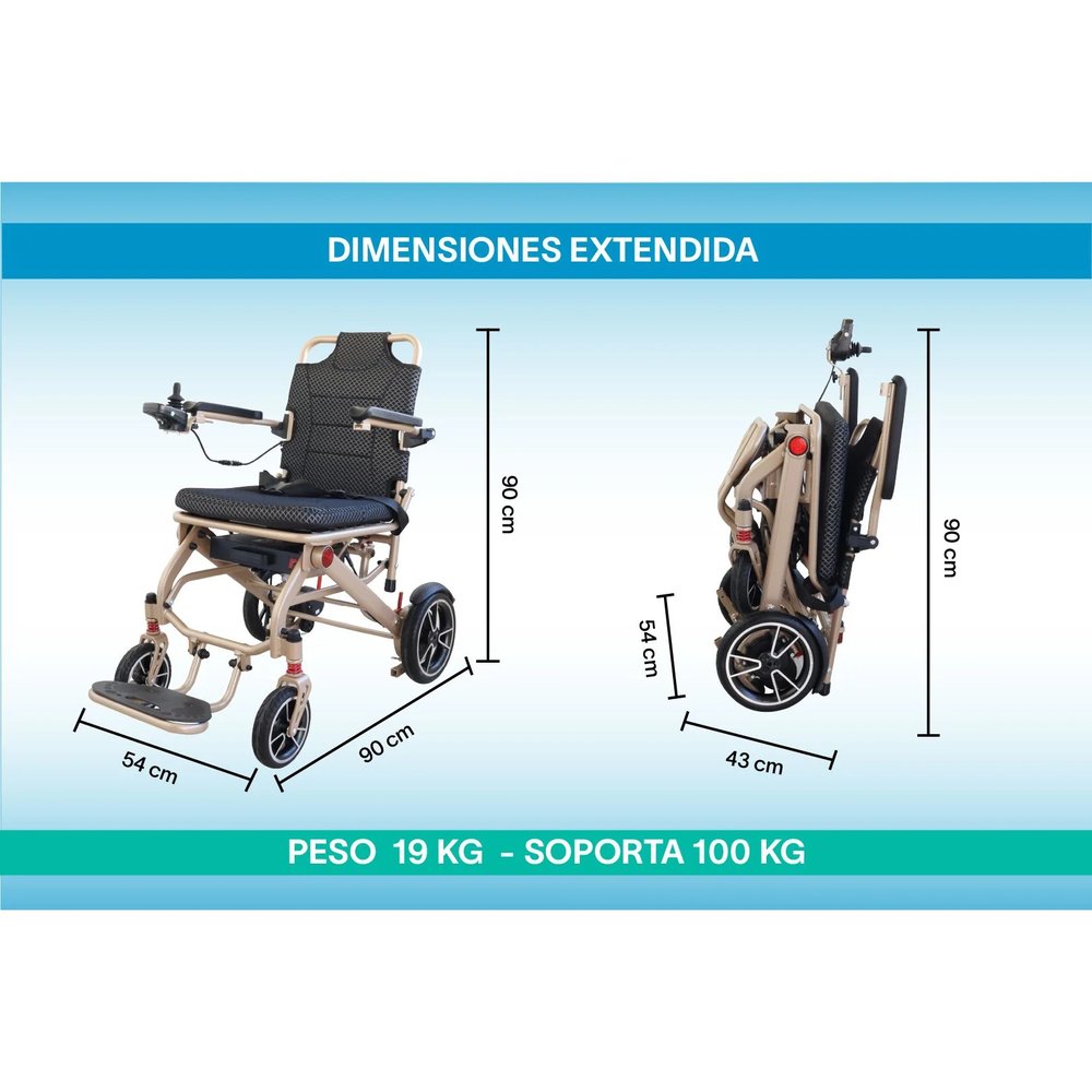 Silla de Ruedas Eléctrica de Aluminio con Control LED 19 kg vista 3