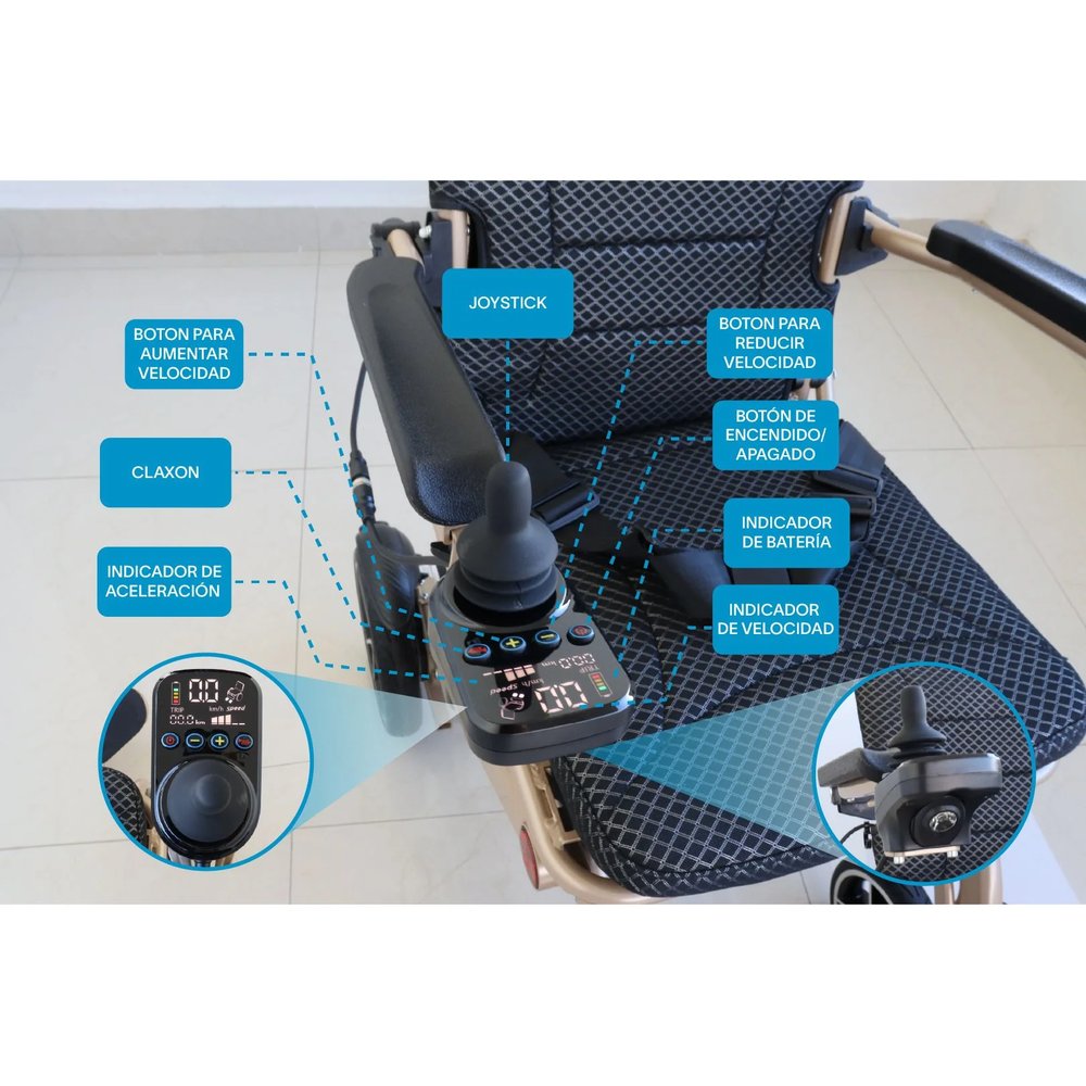 Silla de Ruedas Eléctrica de Aluminio con Control LED 19 kg vista 4
