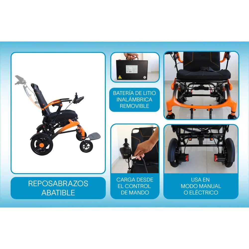 Silla de Ruedas Eléctrica de Aluminio + Fibra de Carbono 19 kg vista 2