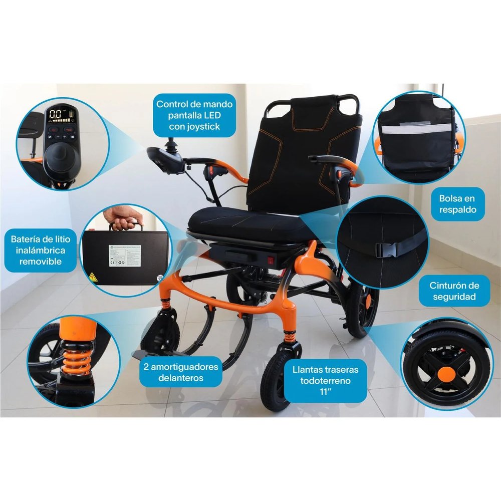 Silla de Ruedas Eléctrica de Aluminio + Fibra de Carbono 19 kg vista 3