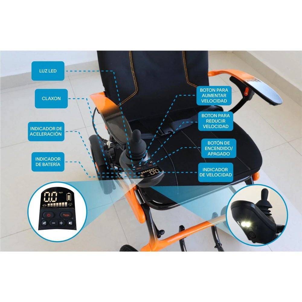 Silla de Ruedas Eléctrica de Aluminio + Fibra de Carbono 19 kg vista 6