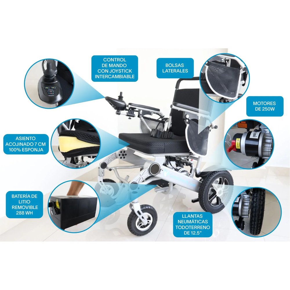 Silla de Ruedas Eléctrica Plegable de Aluminio 28 kg vista 2