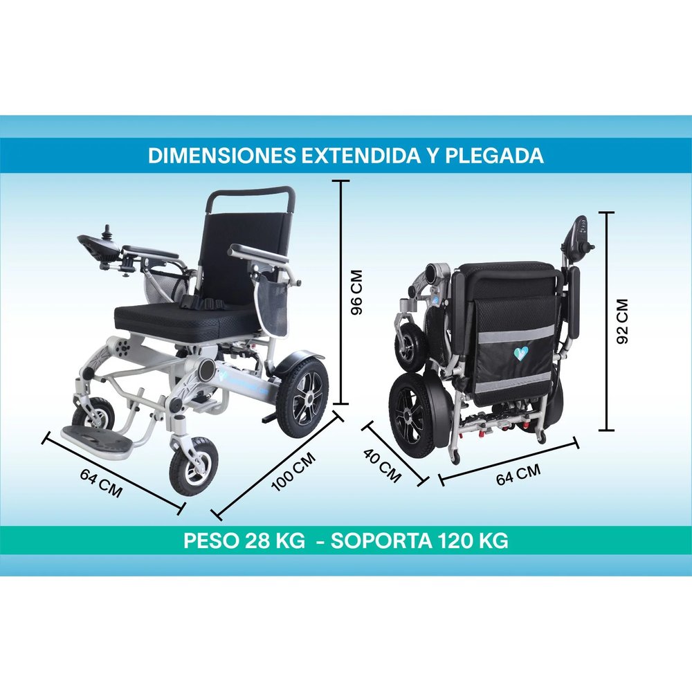 Silla de Ruedas Eléctrica Plegable de Aluminio 28 kg vista 3